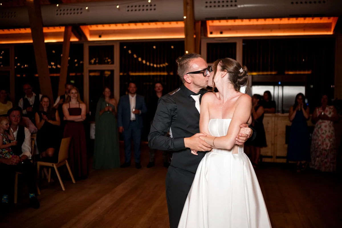 An embrace during the wedding dance.