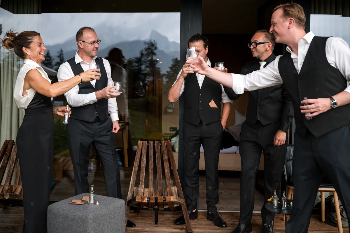 A toast together before the ceremony.