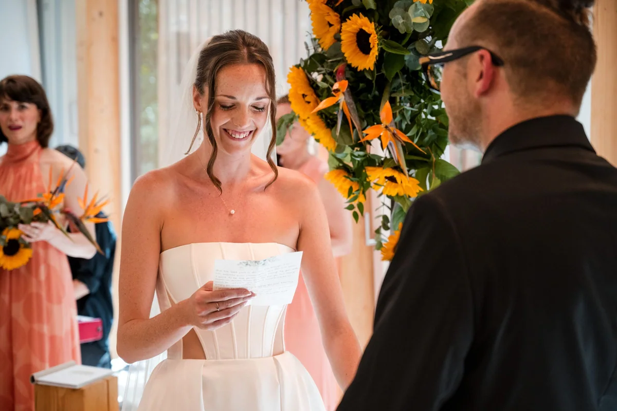 Brianna reads her vows aloud.